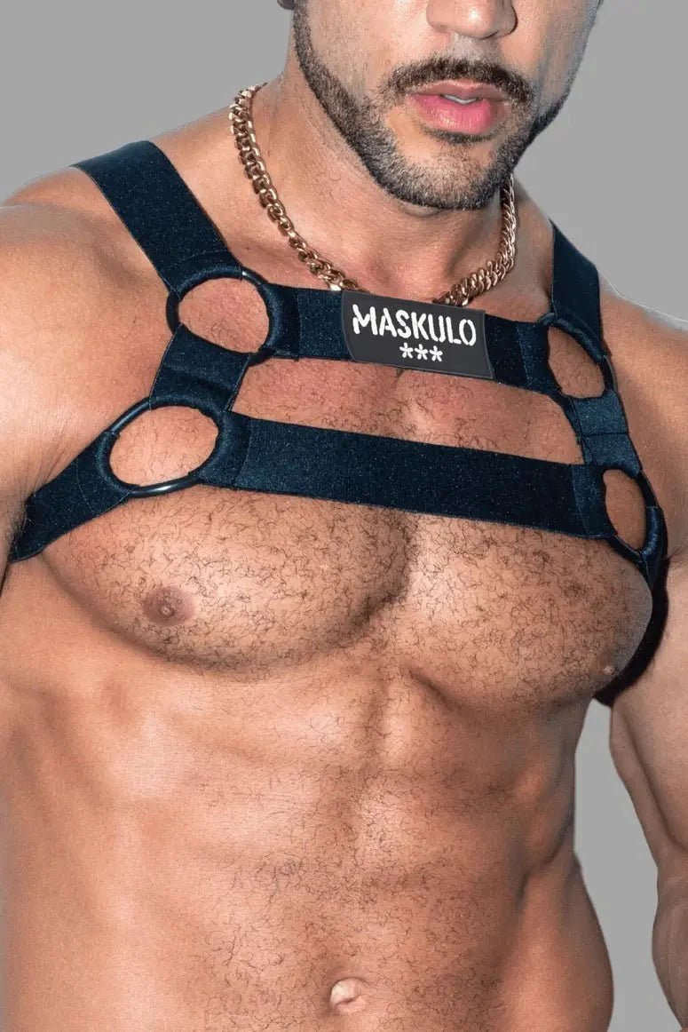 Dean Tropix. Elastic Bulldog Harness. Black - MHR210 - Y1 - www.maskulo.berlin - Local store