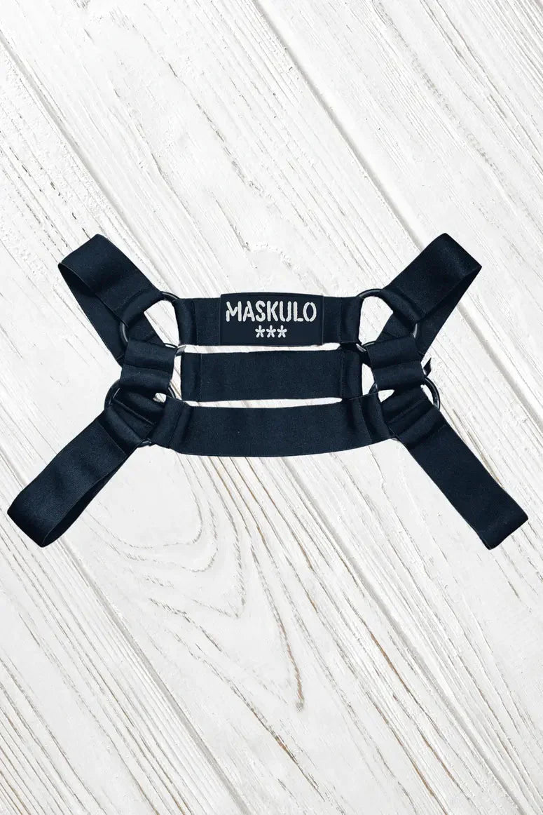 Dean Tropix. Elastic Bulldog Harness. Black - MHR210 - Y1 - www.maskulo.berlin - Local store