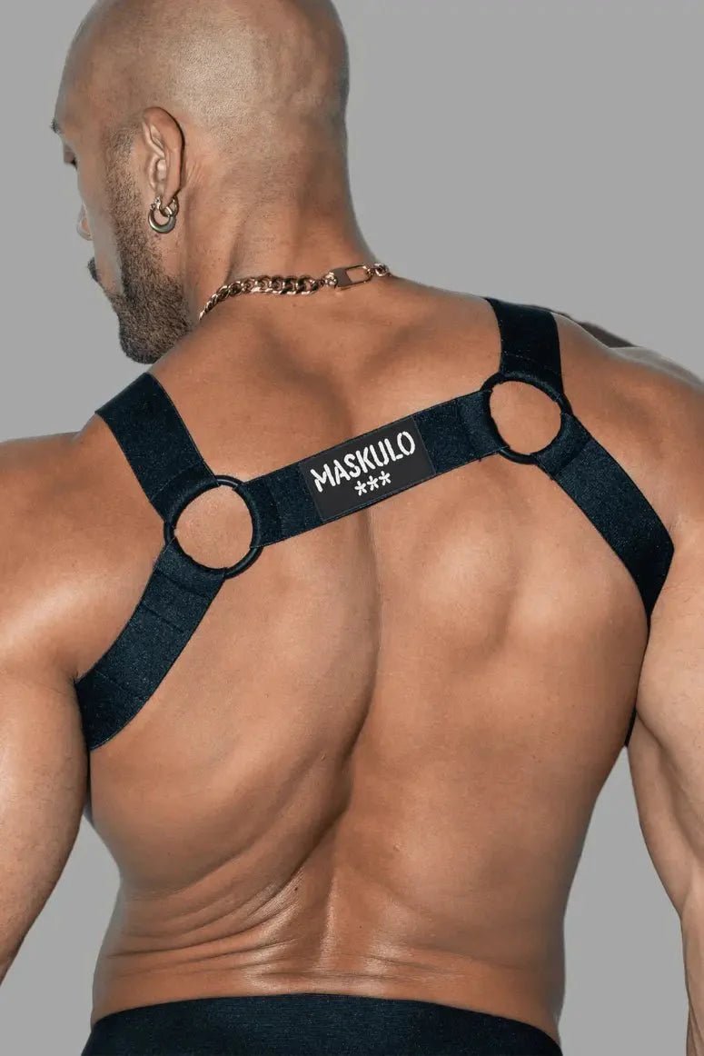Dean Tropix. Elastic Bulldog Harness. Black - MHR210 - Y1 - www.maskulo.berlin - Local store