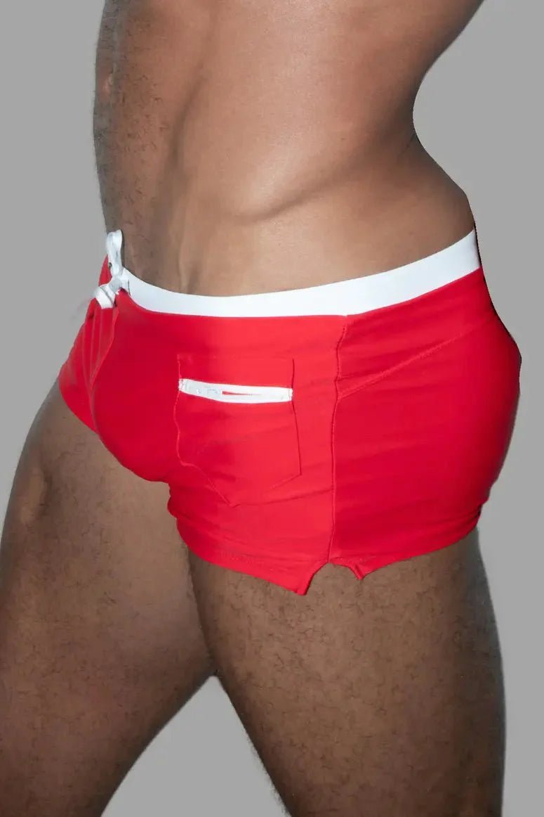 Derek Chase. Club Shorts with Pocket. Red + White - MSH259 - Y2 - www.maskulo.berlin - Local store