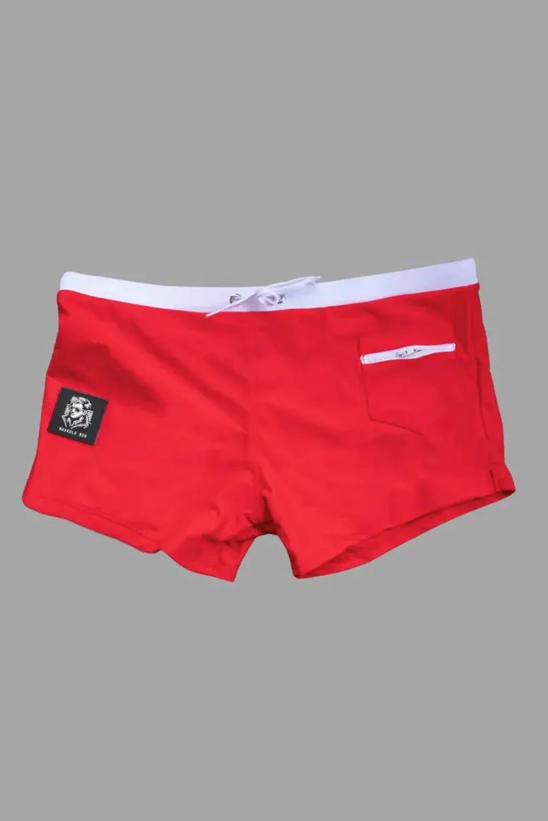 Derek Chase. Club Shorts with Pocket. Red + White - MSH259 - Y2 - www.maskulo.berlin - Local store