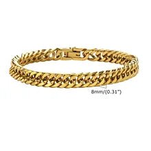 Golden 8 mm Steel Cuban Bracelet - NQ3403-YX 1 - www.maskulo.berlin Local City Store