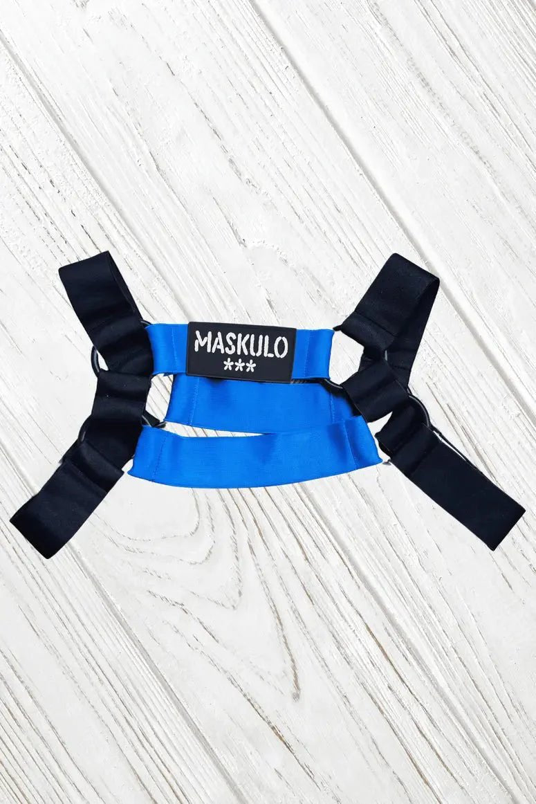 Goran Tropix. Elastic Bulldog Harness. Blue - MHR209 - Y1 - www.maskulo.berlin - Local store