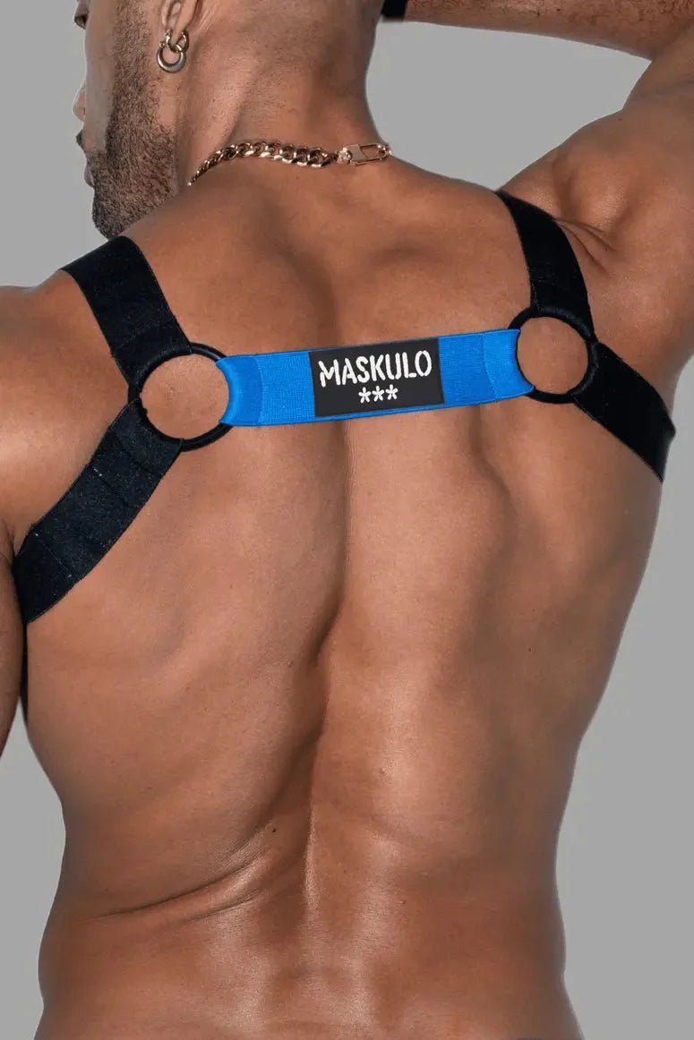 Goran Tropix. Elastic Bulldog Harness. Blue - MHR209 - Y1 - www.maskulo.berlin - Local store