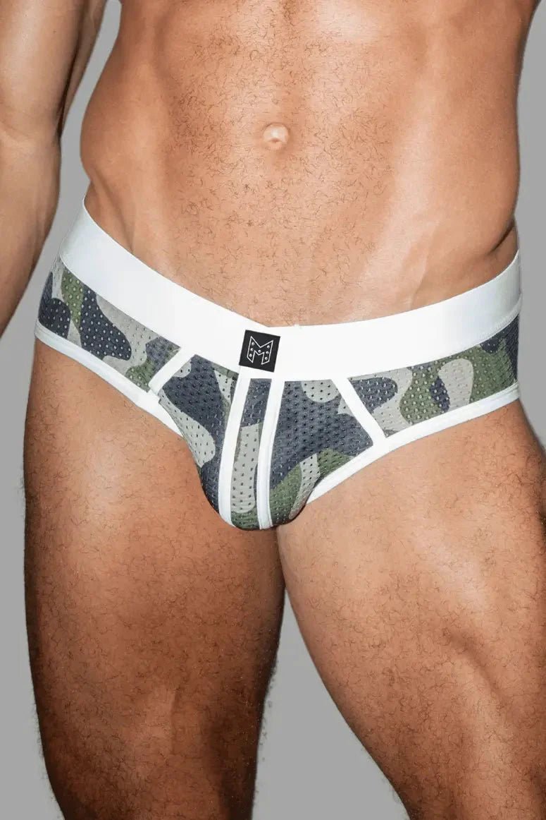 Ian Steelguard Mesh Briefs. Camouflage + White - MBR186 - Y2 - www.maskulo.berlin - Local store