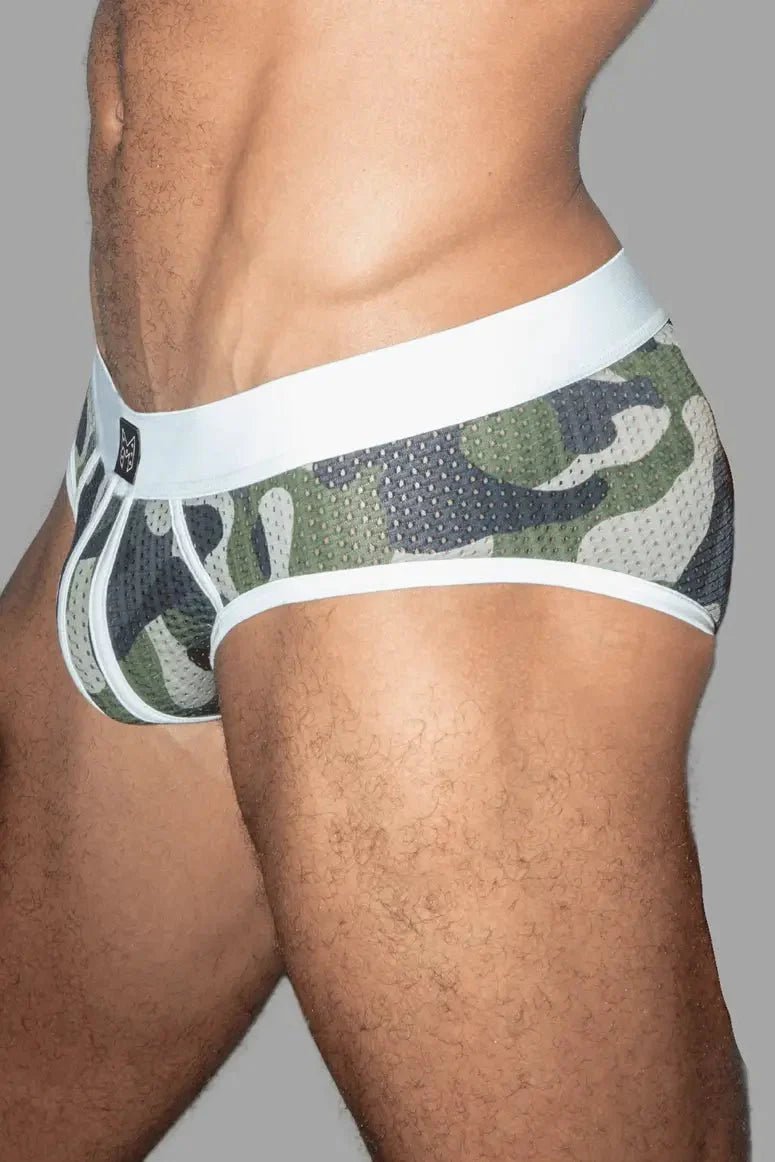 Ian Steelguard Mesh Briefs. Camouflage + White - MBR186 - Y2 - www.maskulo.berlin - Local store