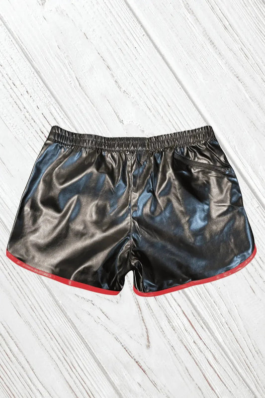 Irvin Powern PU Leather 'Jogging' Shorts. Black + Red - MSH254-Y1 - www.maskulo.berlin - Local store