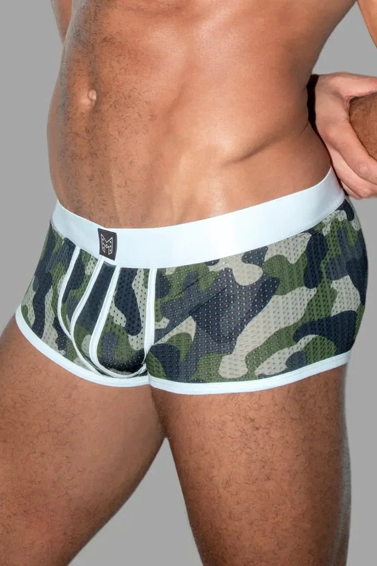 Jim Steelguard Mesh Trunks. Camouflage + White - MTR152 - Y2 - www.maskulo.berlin - Local store