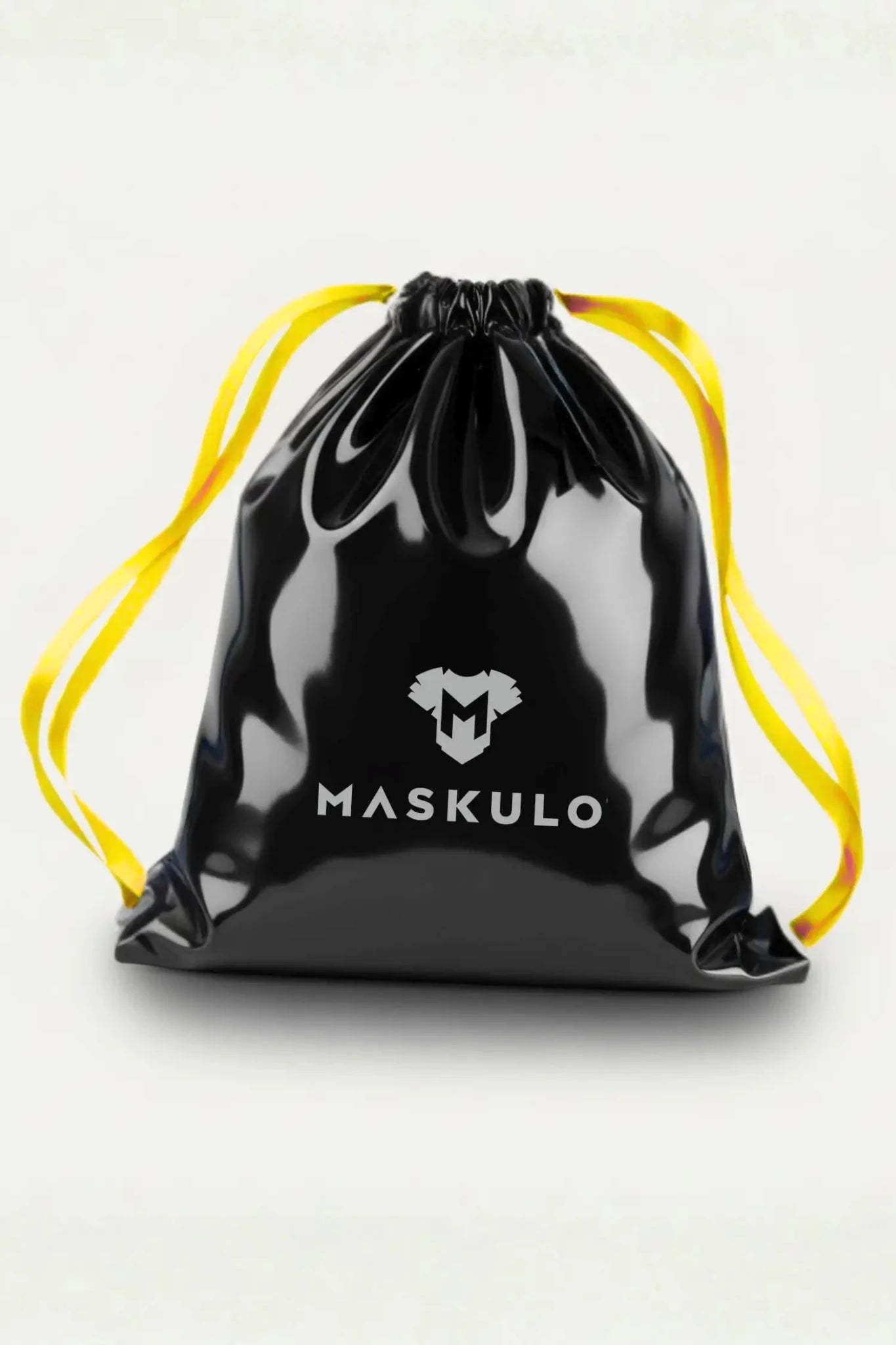 Maskulo Gift. Black Vinyl Shoulder Bag. Yellow String - MBG115-YX 1 - www.maskulo.berlin Local City Store