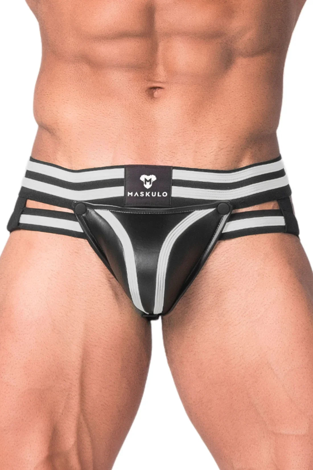 Men's Fetish Jock. Codpiece. Black and White Neon - MJS124 - Y5 - www.maskulo.berlin - Local store