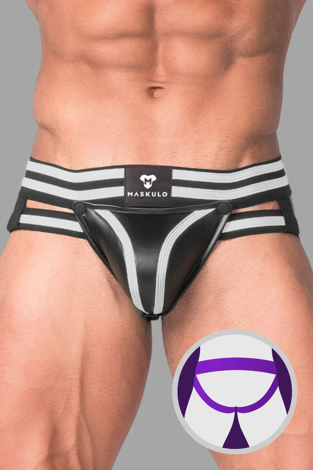 Men's Fetish Jock. Codpiece. Black and White Neon - MJS124 - Y5 - www.maskulo.berlin - Local store