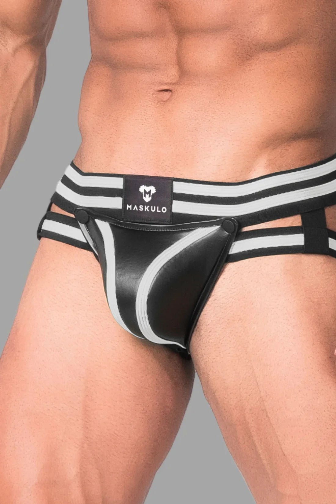 Men's Fetish Jock. Codpiece. Black and White Neon - MJS124 - Y5 - www.maskulo.berlin - Local store