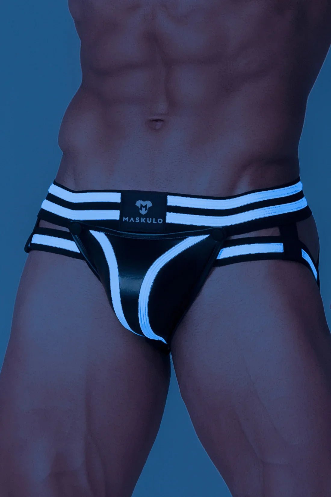 Men's Fetish Jock. Codpiece. Black and White Neon - MJS124 - Y5 - www.maskulo.berlin - Local store