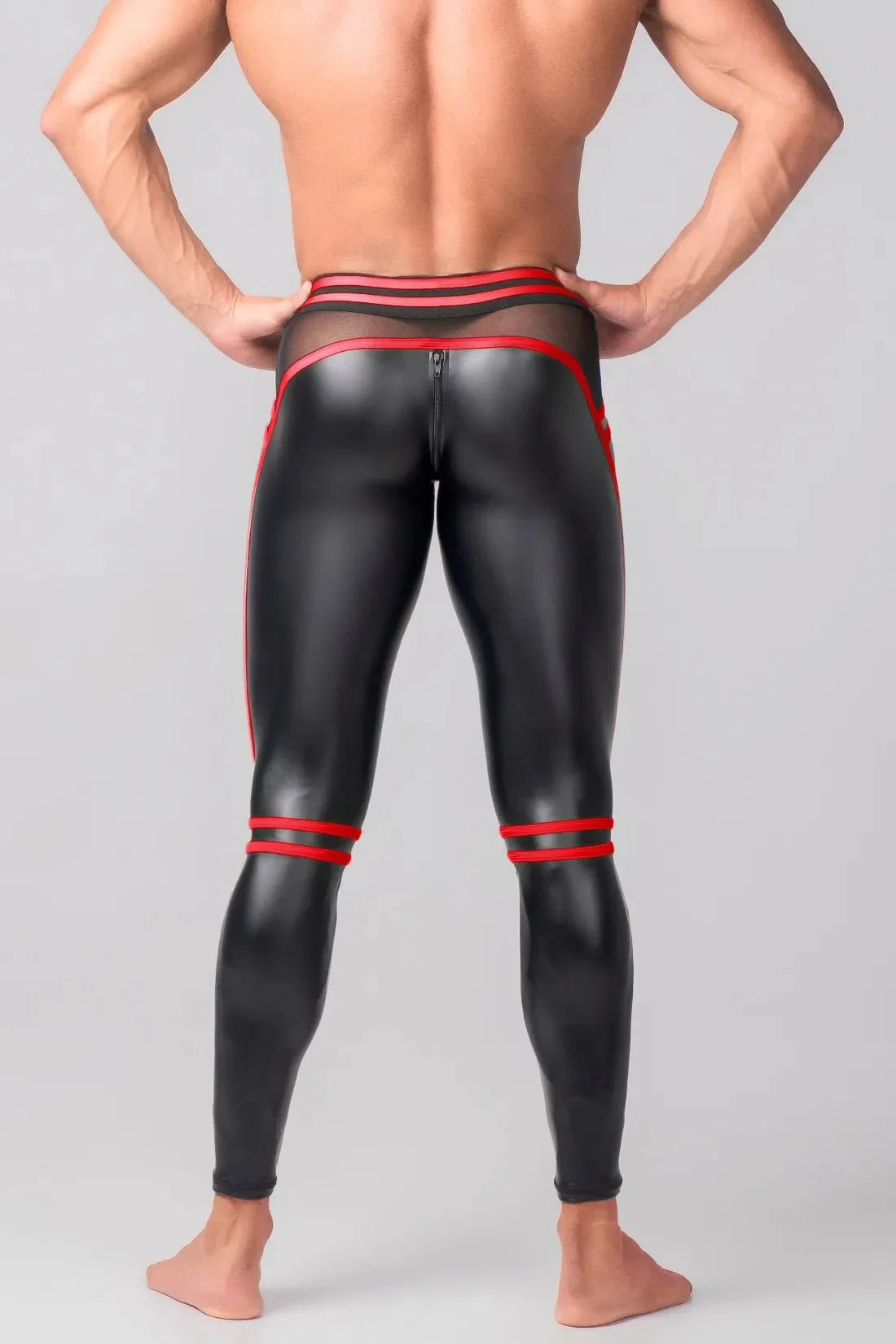 Men's Leggings. Codpiece. Zippered Rear. Black and Red - MLG103 - Y4 - www.maskulo.berlin - Local store