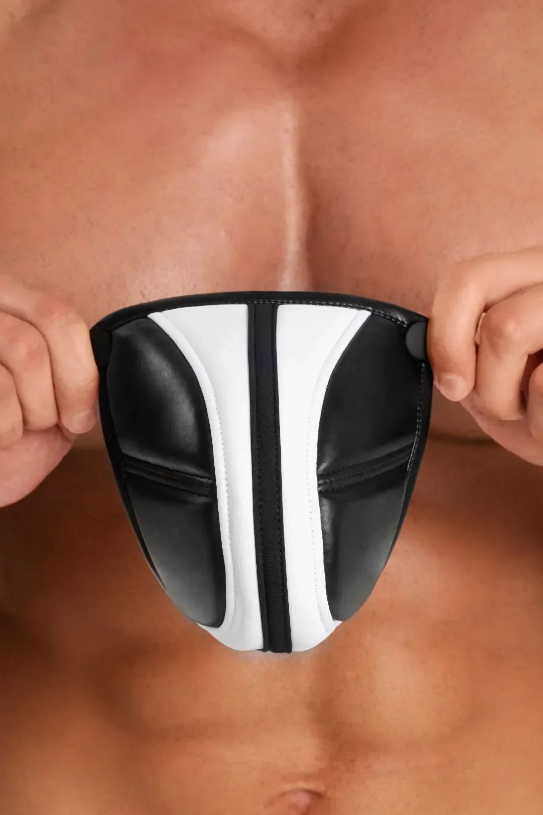 Men's Shorts with Pads. Zippered rear. Black and White - MSH114 - Y5 - www.maskulo.berlin - Local store