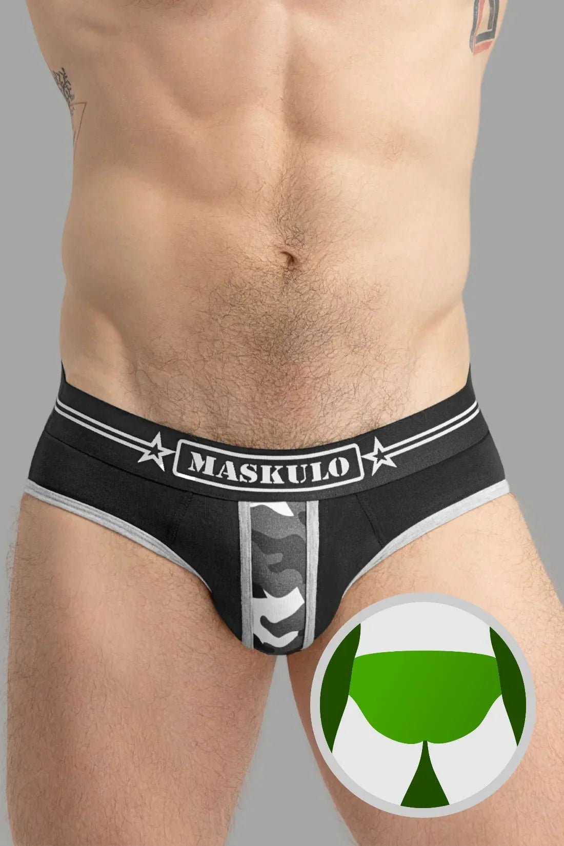 Military Briefs with Lifter. Black and Grey - MBR128 - Y3 - www.maskulo.berlin - Local store