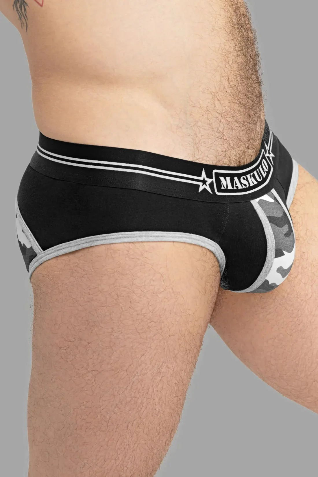 Military Briefs with Lifter. Black and Grey - MBR128 - Y3 - www.maskulo.berlin - Local store