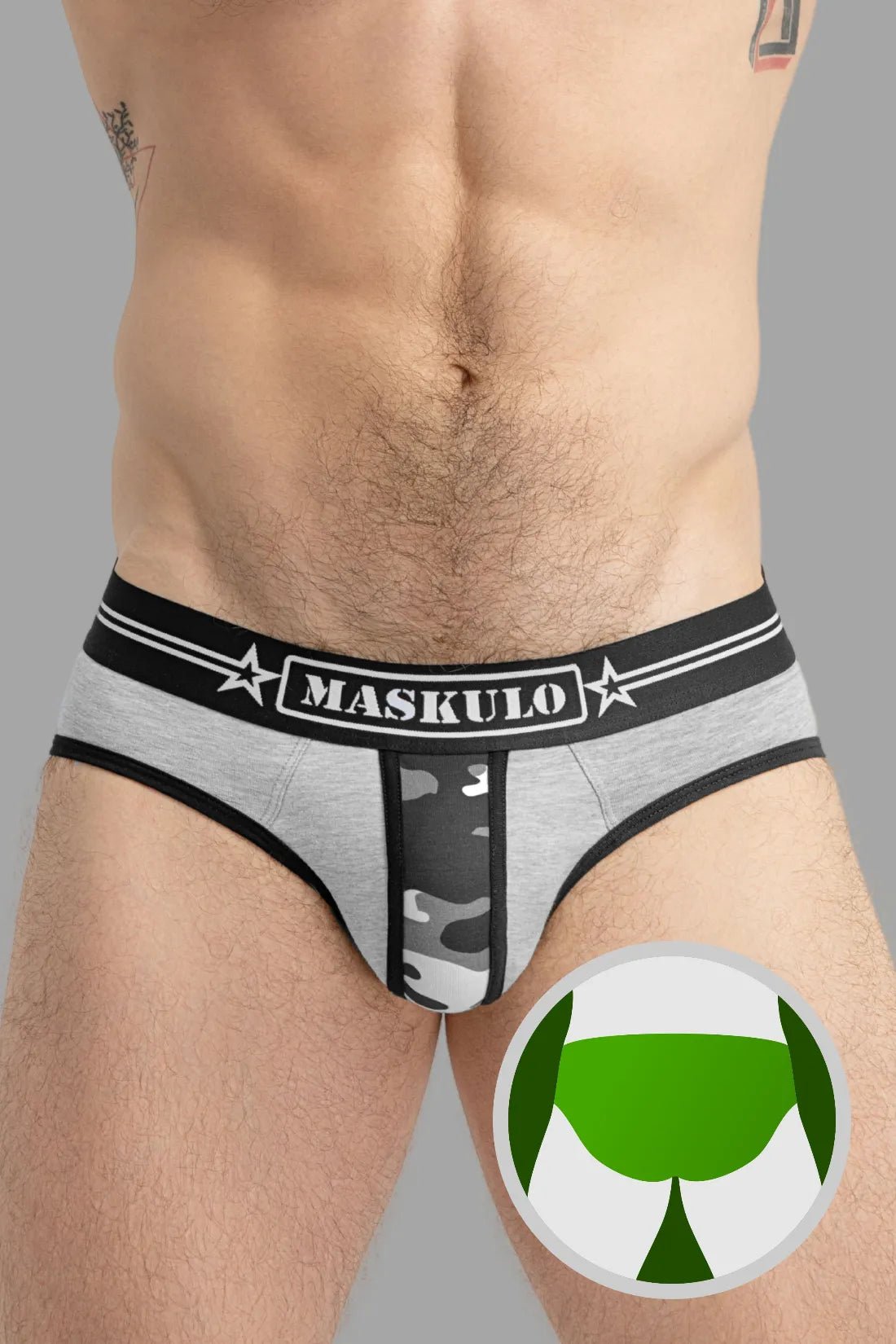 Military Briefs with Lifter. Grey and Black - MBR129 - Y3 - www.maskulo.berlin - Local store