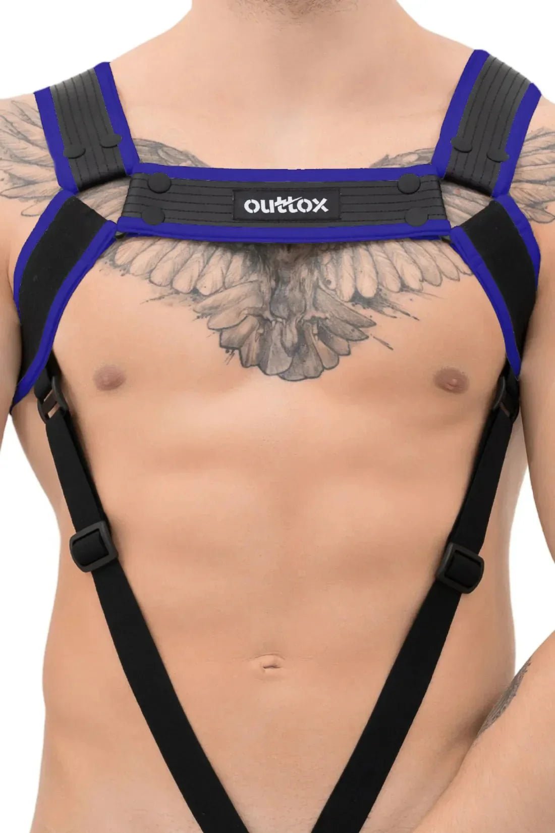Outtox. Body Harness with Snaps. Black and Blue - XHR116 - Y2 - www.maskulo.berlin - Local store