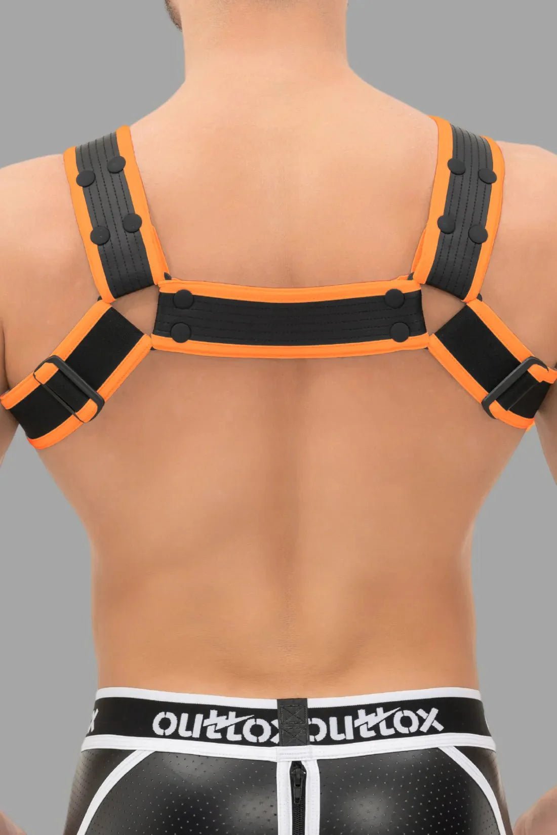 Outtox. Body Harness with Snaps. Black and Orange - XHR114 - Y1 - www.maskulo.berlin - Local store