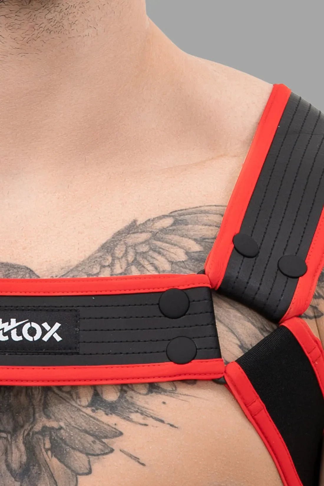 Outtox. Body Harness with Snaps. Black and Red - XHR113 - Y2 - www.maskulo.berlin - Local store