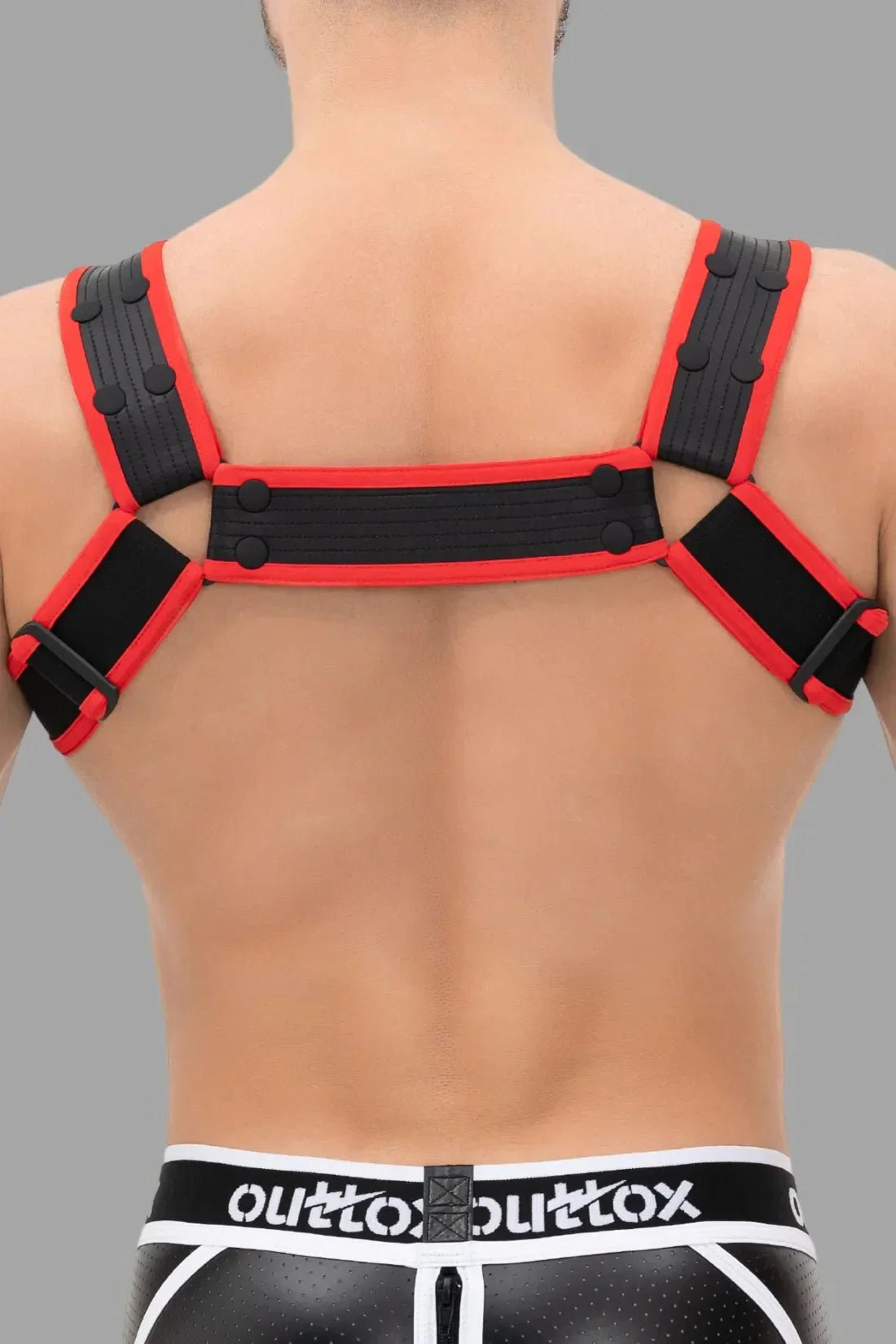 Outtox. Body Harness with Snaps. Black and Red - XHR113 - Y2 - www.maskulo.berlin - Local store