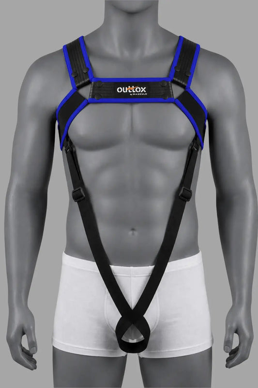 Outtox by Maskulo. Body Harness with Snaps. Black and Blue - XHR123-Y1 2 - www.maskulo.berlin Local City Store