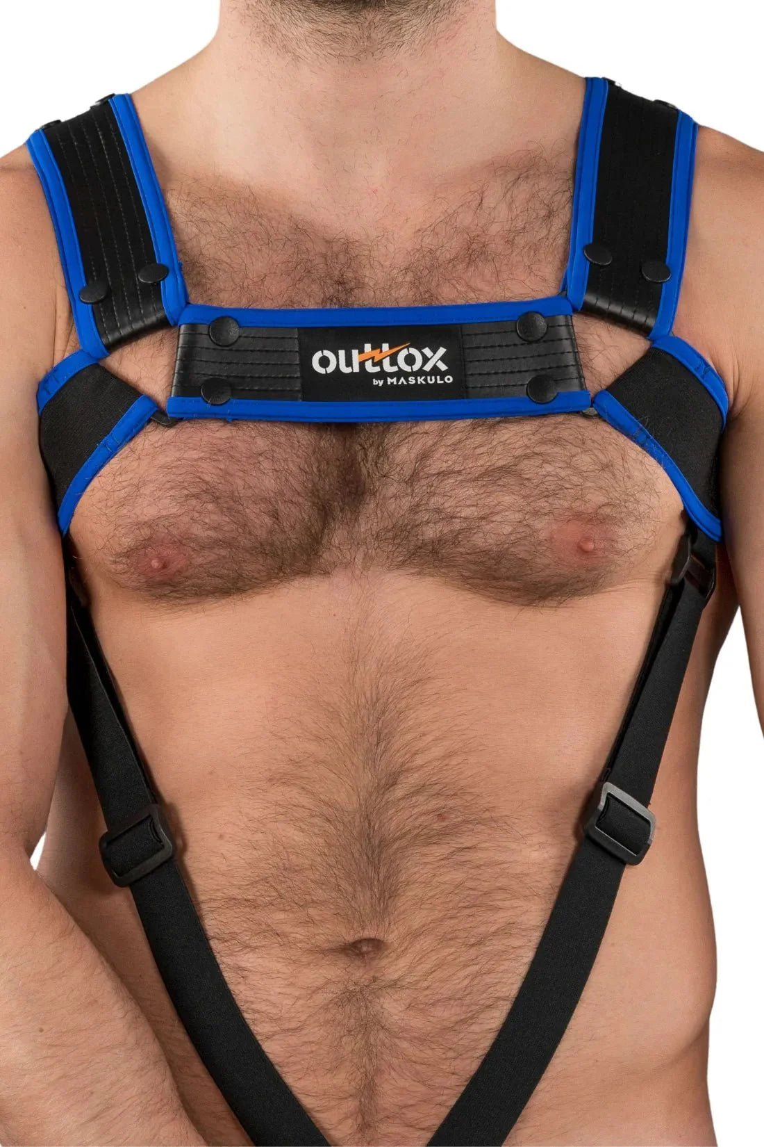Outtox by Maskulo. Body Harness with Snaps. Black and Blue - XHR123 - Y1 - www.maskulo.berlin - Local store