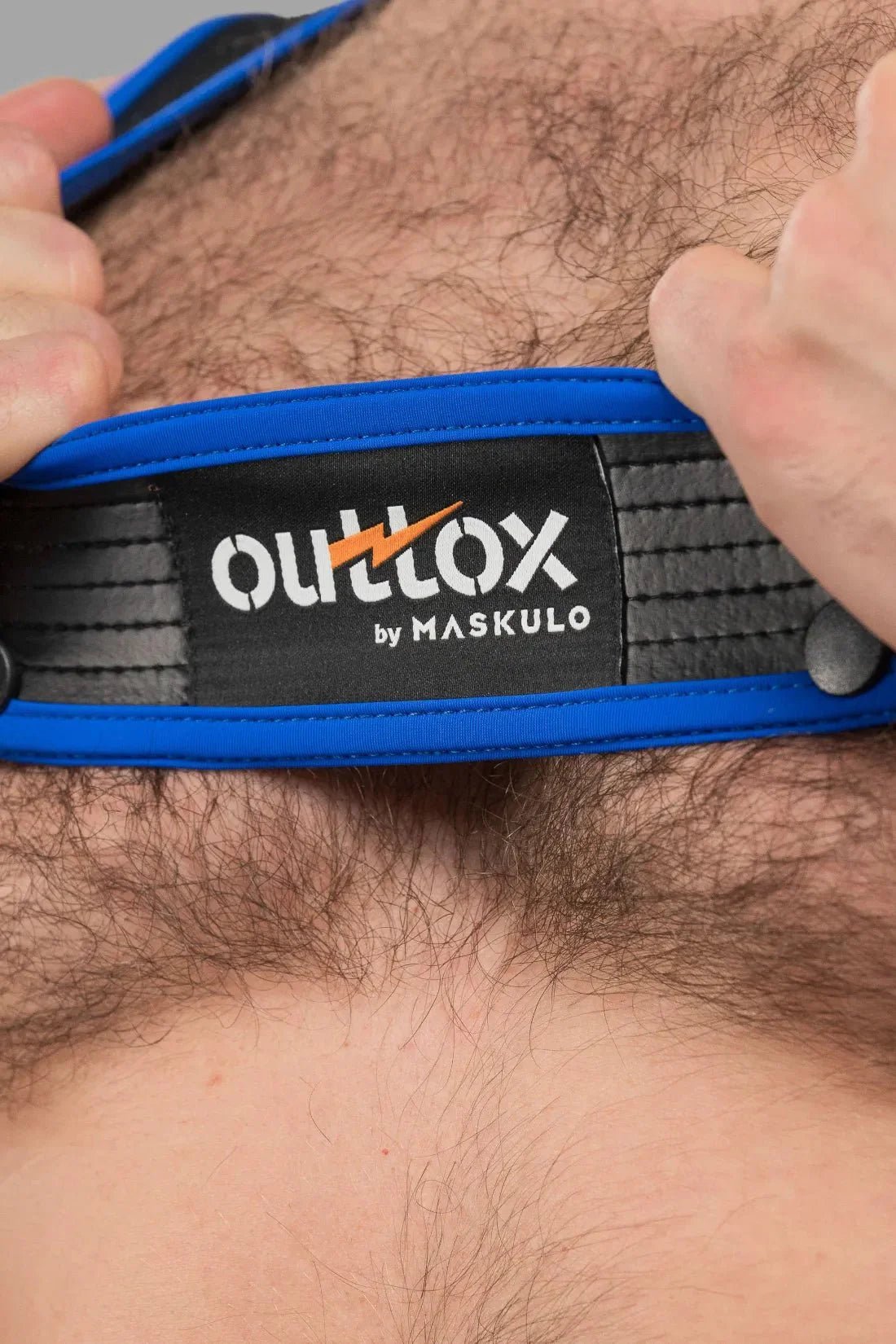 Outtox by Maskulo. Body Harness with Snaps. Black and Blue - XHR123 - Y1 - www.maskulo.berlin - Local store