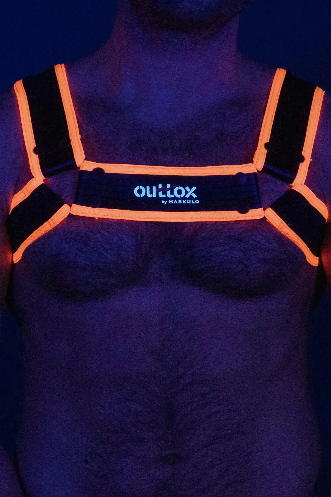 Outtox by Maskulo. Bulldog Harness with Snaps. Black and Orange - XHR121 - Y1 - www.maskulo.berlin - Local store