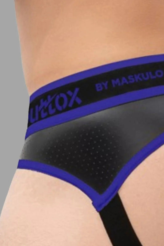 Outtox by Maskulo. Open Rear Briefs with Snap Codpiece. Blue Royal + Black - XBR114-Y1 - www.maskulo.berlin - Local store
