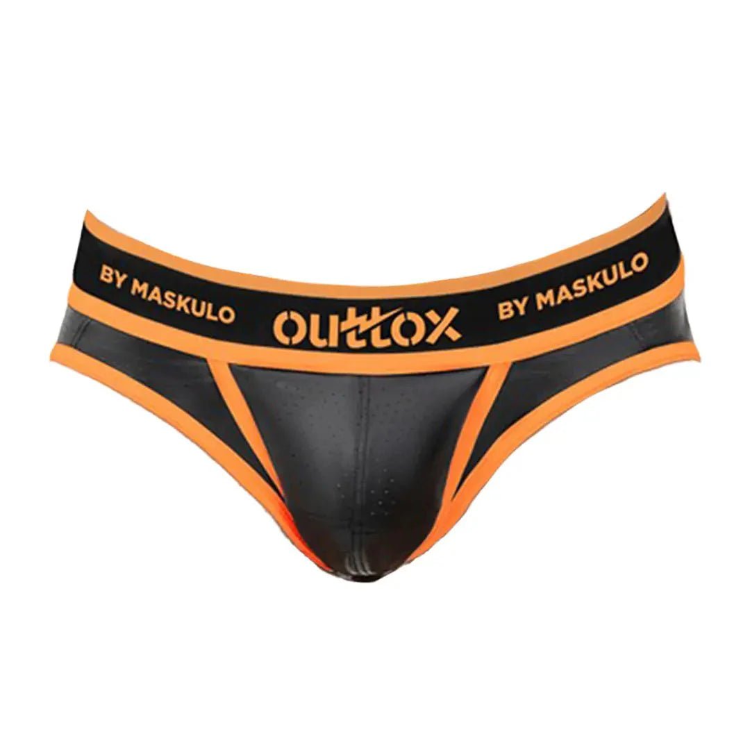 Outtox by Maskulo. Open Rear Briefs with Snap Codpiece. Orange - XBR113 - Y1 - www.maskulo.berlin - Local store