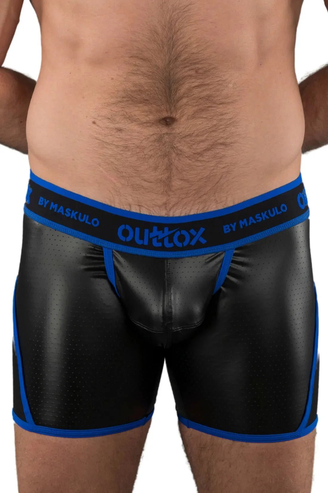 Outtox by Maskulo. Open Rear Shorts. Codpiece. Black and Blue - XSH119 - Y1 - www.maskulo.berlin - Local store