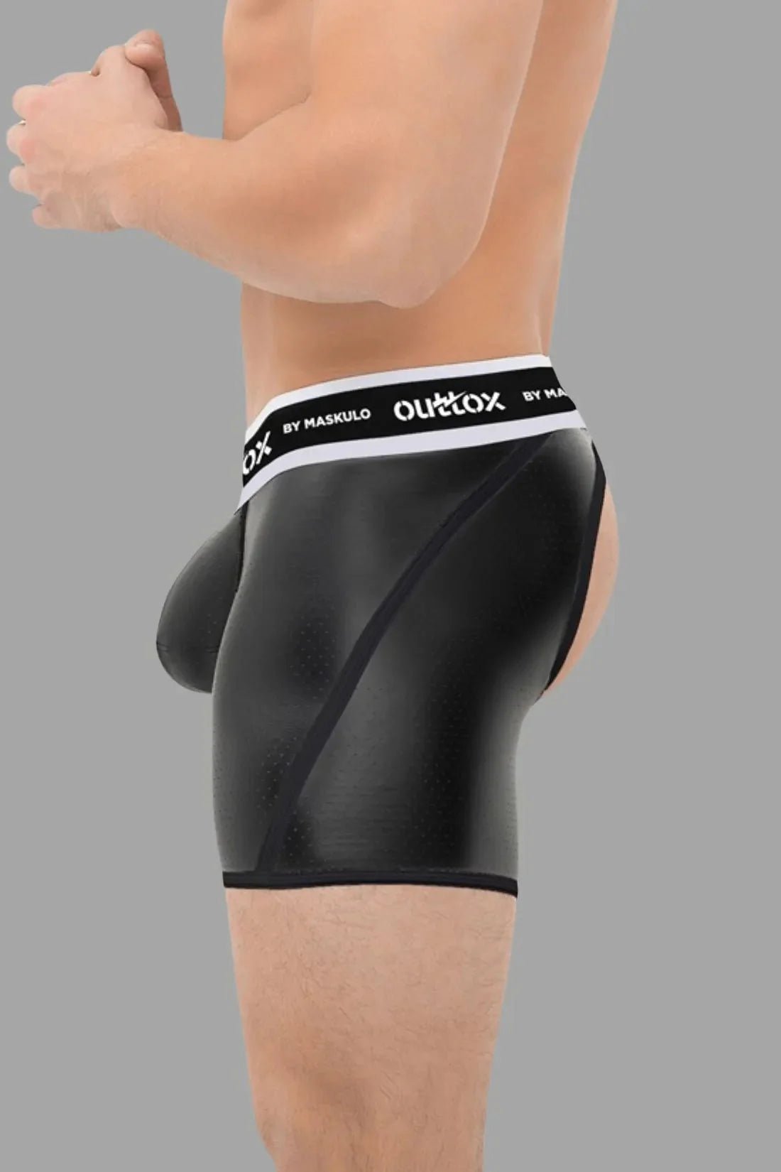 Outtox by Maskulo. Open Rear Shorts with Snap Codpiece. Black - XSH120 - Y1 - www.maskulo.berlin - Local store