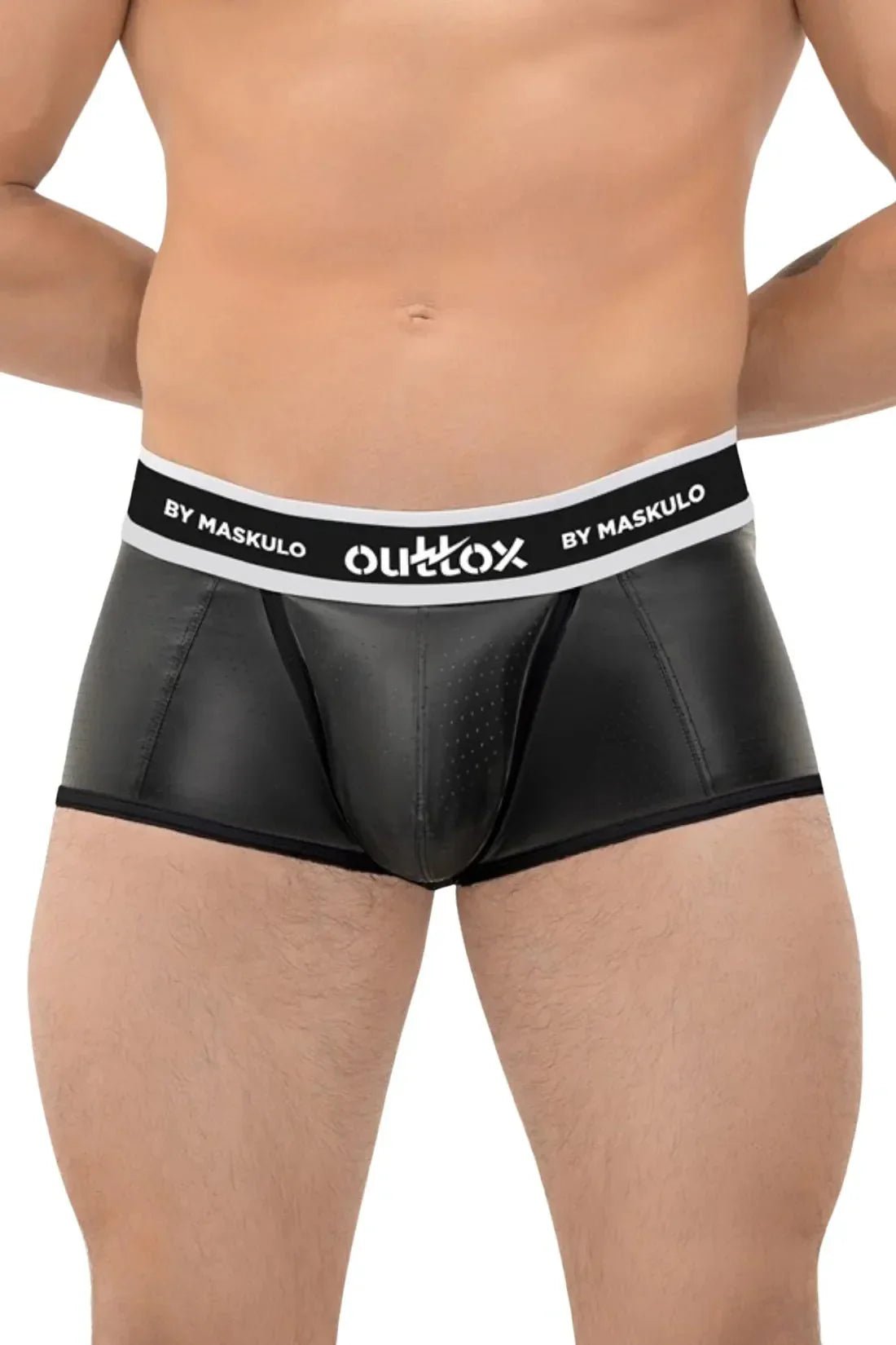 Outtox by Maskulo. Open Rear Trunk Shorts. Snap Codpiece. Black - XTR115 - Y1 - www.maskulo.berlin - Local store
