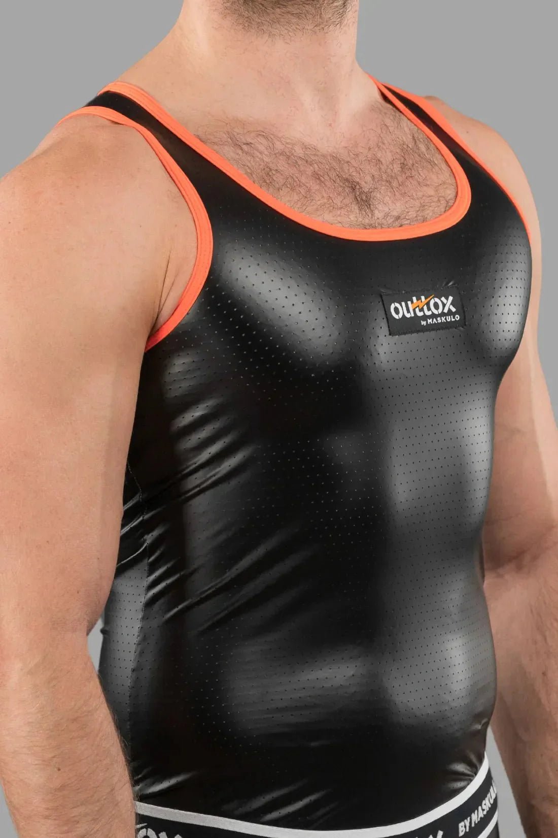 Outtox by Maskulo. Tank top. Black and Orange - XTP103 - Y1 - www.maskulo.berlin - Local store