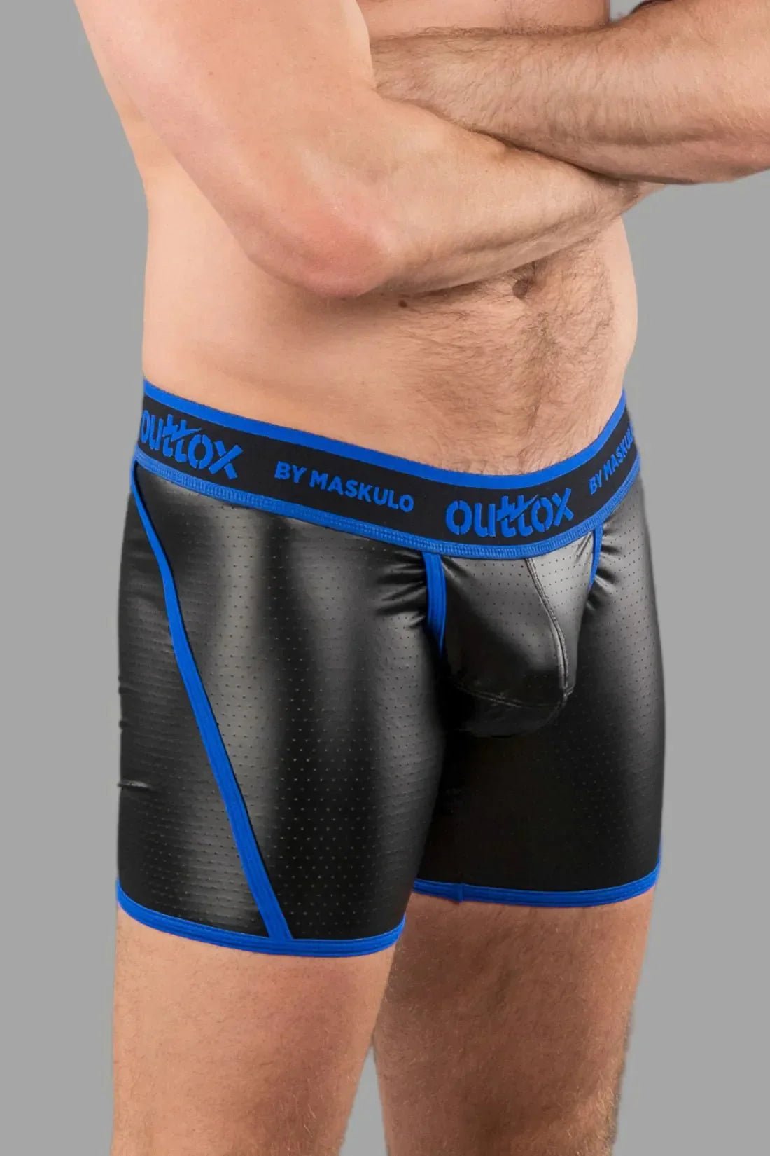 Outtox by Maskulo. Wrapped Rear Shorts with Snap Codpiece. Blue - XSH114 - Y2 - www.maskulo.berlin - Local store