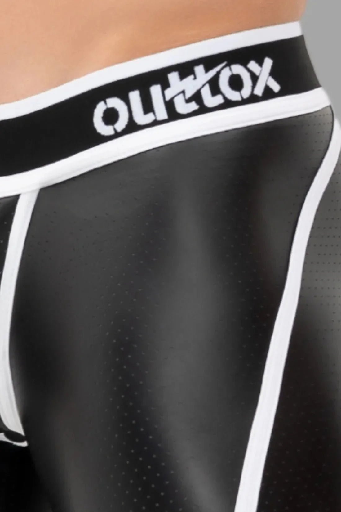 Outtox. Open Rear Shorts with Snap Codpiece. Black and White - XSH109 - Y3 - www.maskulo.berlin - Local store