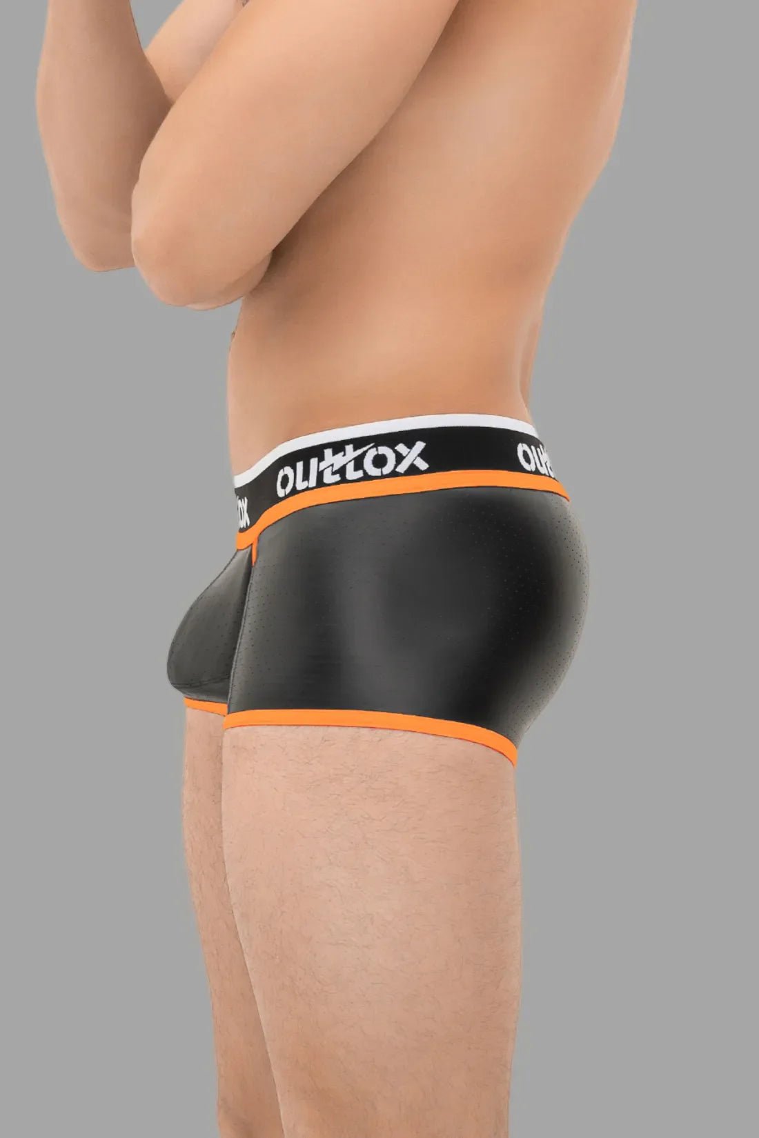 Outtox. Wrapped Rear Trunk Shorts with Snap Codpiece. Black+Orange - XTR109 - Y2 - www.maskulo.berlin - Local store