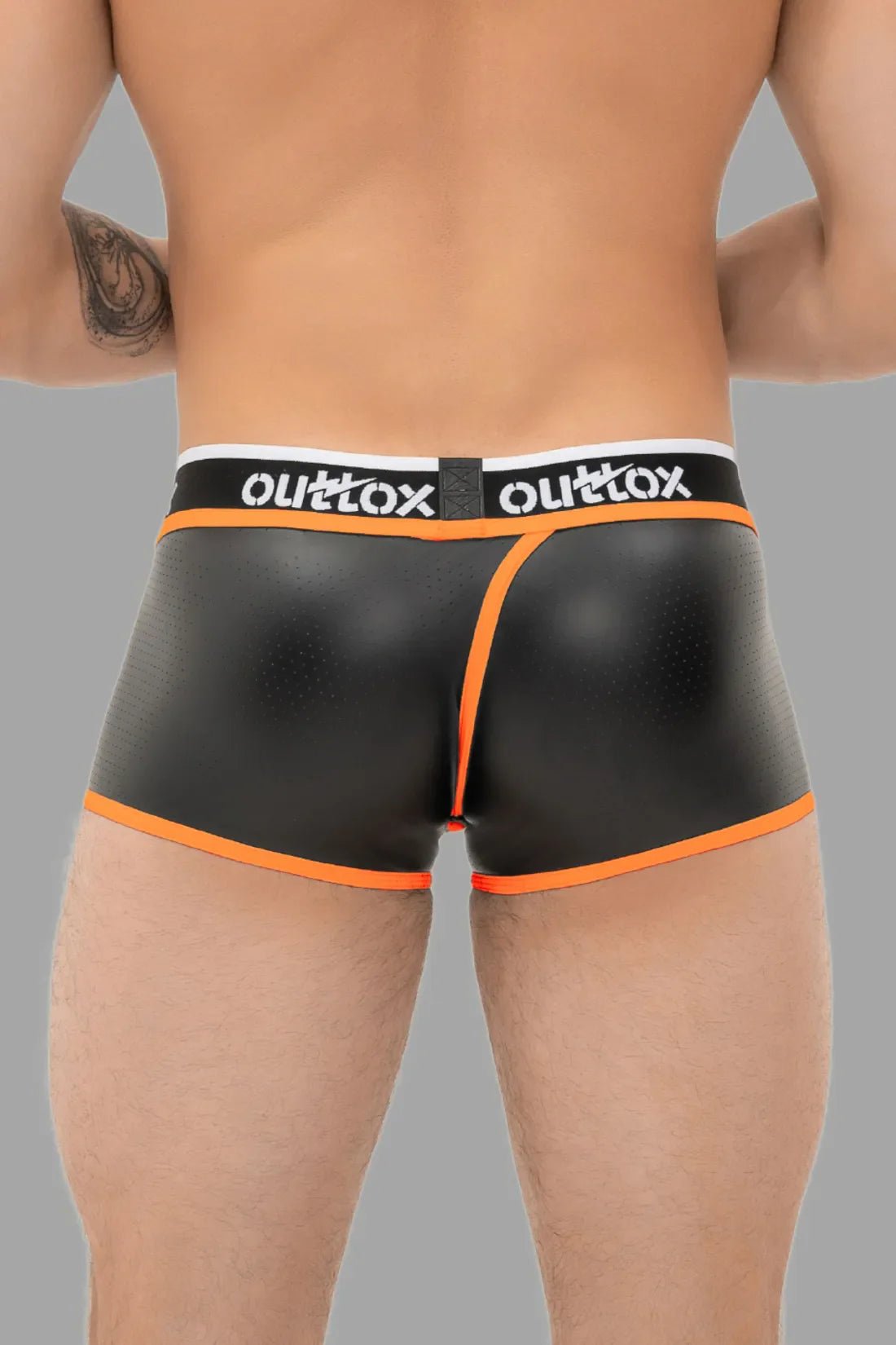 Outtox. Wrapped Rear Trunk Shorts with Snap Codpiece. Black+Orange - XTR109 - Y2 - www.maskulo.berlin - Local store