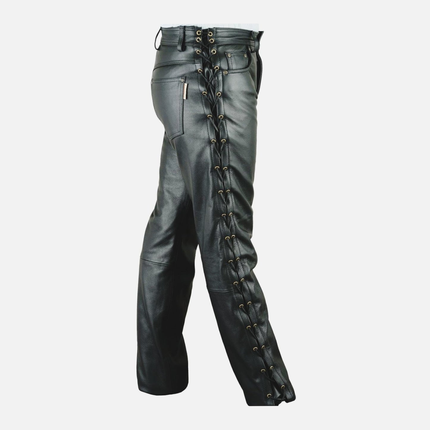Polo Laced, XL, Black. Used biker leather pants - MBGS0039 - www.maskulo.berlin - Local store