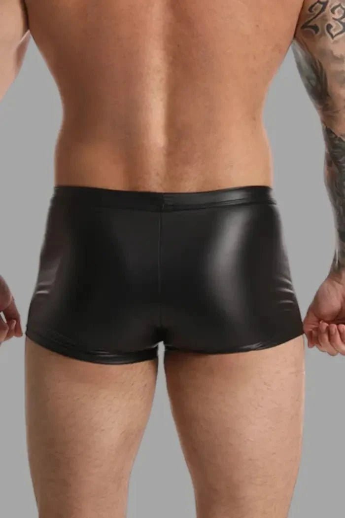 Raff LiquidOil PU Leather Shorts. Black + Red - MSH237 - Y2 - www.maskulo.berlin - Local store