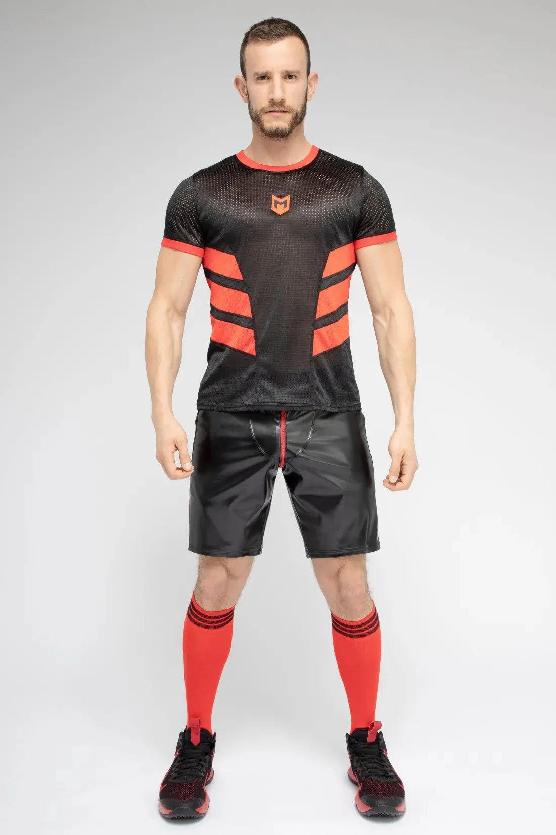 Skulla. Mesh T-Shirt. Black and Red - MTS102 - Y5 - www.maskulo.berlin - Local store