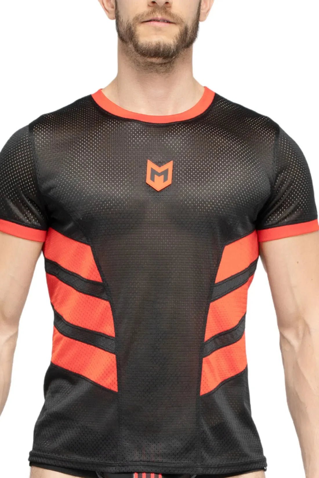 Skulla. Mesh T-Shirt. Black and Red - MTS102 - Y5 - www.maskulo.berlin - Local store