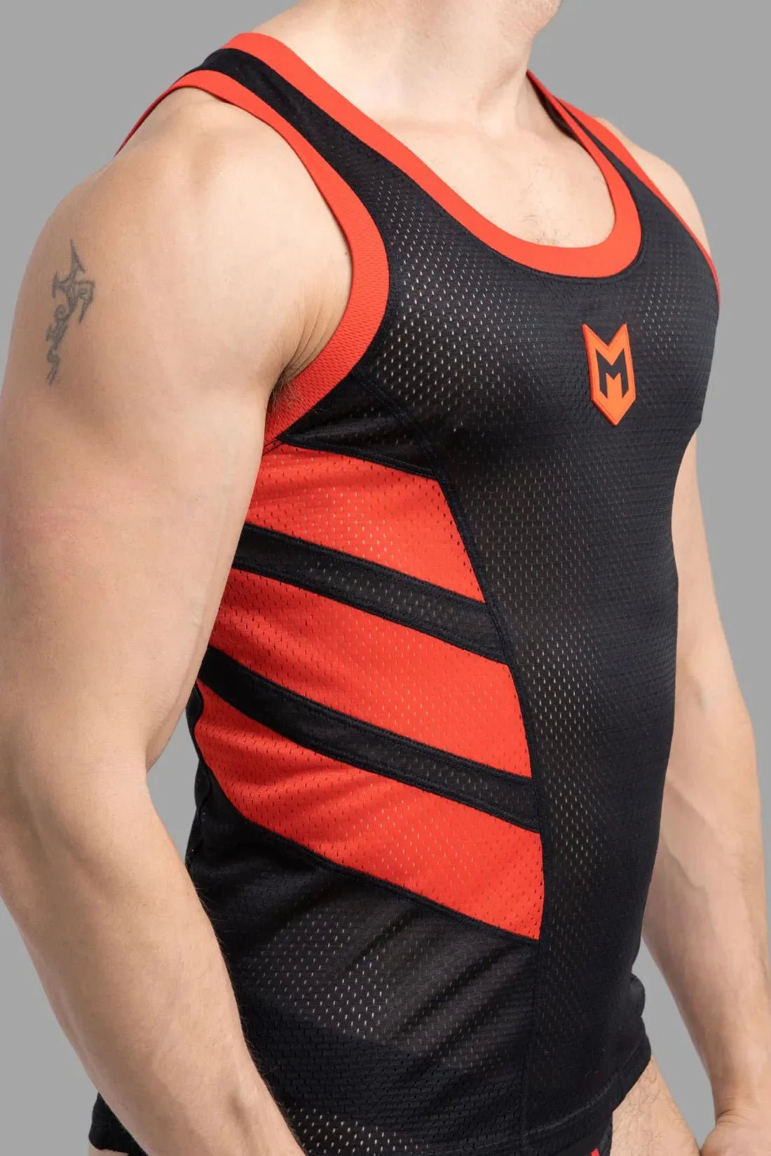 Skulla. Mesh Tank Top. Black and Red - MTP102 - Y4 - www.maskulo.berlin - Local store