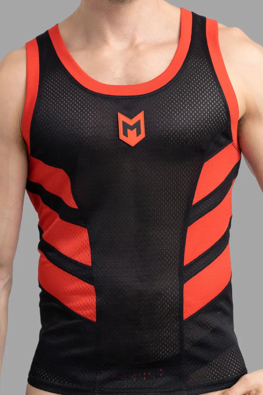 Skulla. Mesh Tank Top. Black and Red - MTP102 - Y4 - www.maskulo.berlin - Local store