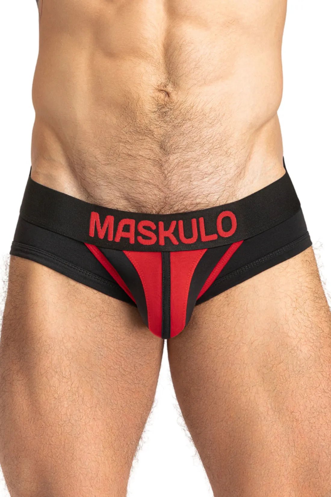Tiger Briefs POUCH - SNAP. Black and Red - MBR136 - Y3 - www.maskulo.berlin - Local store