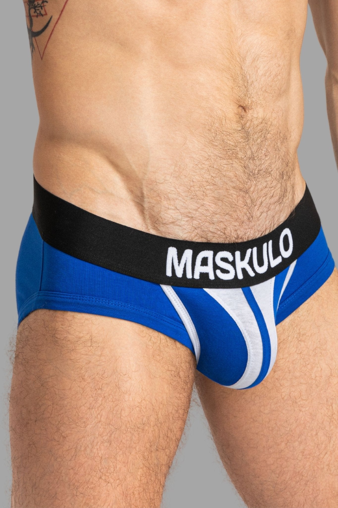 Tiger Briefs POUCH - SNAP. Blue+White - MBR137 - Y2 - www.maskulo.berlin - Local store
