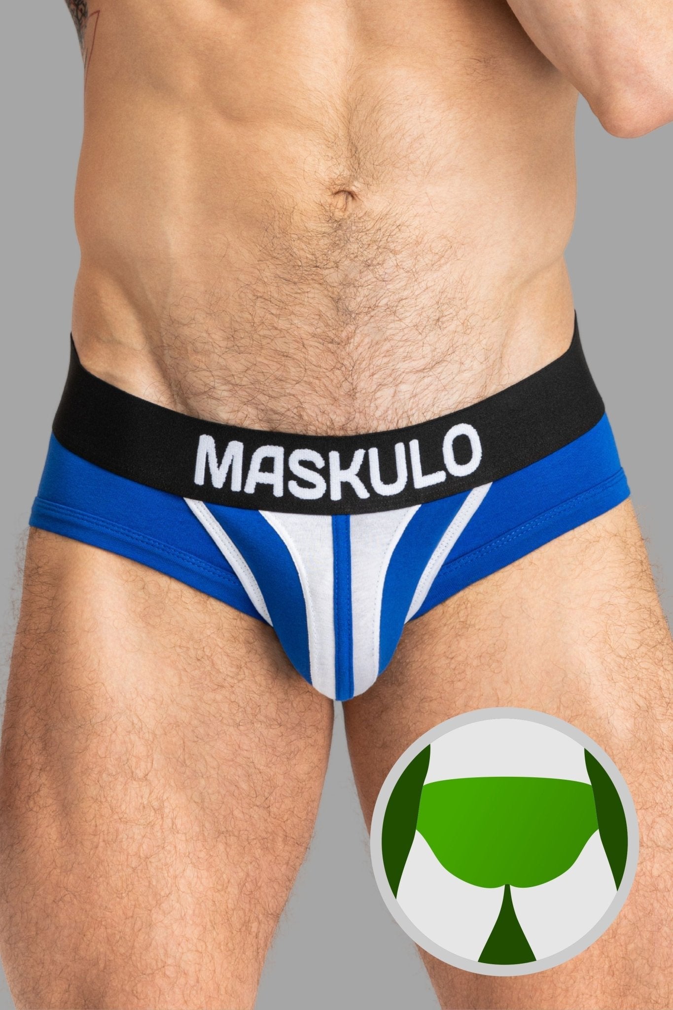 Tiger Briefs POUCH - SNAP. Blue+White - MBR137 - Y2 - www.maskulo.berlin - Local store