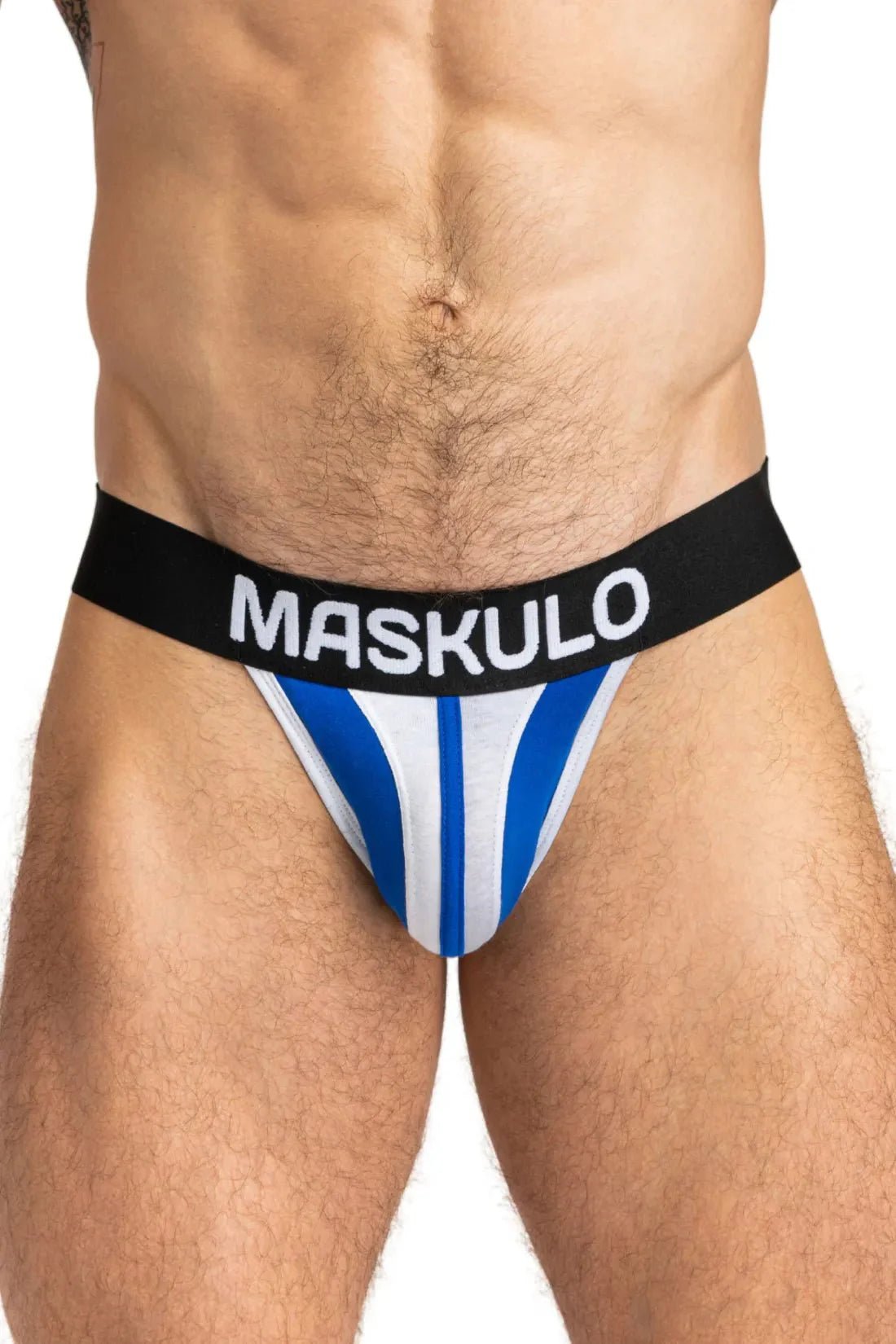 TIGER Jock with POUCH - SNAP. White and Blue - MJS149 - Y2 - www.maskulo.berlin - Local store
